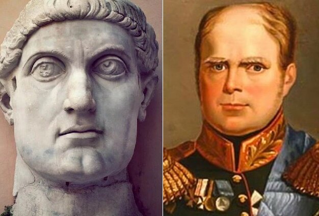 два Константина: слева Константин Великий, римский император, справа Константин Первый, из открытых источников