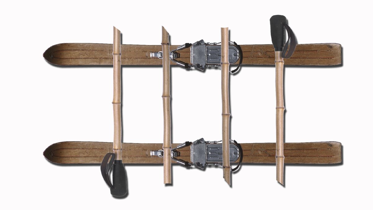 Перевал Дятлова. Сани из лыж и лыжных палок.