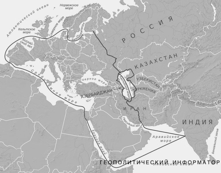 Выгода Каспийского канала на карте. 