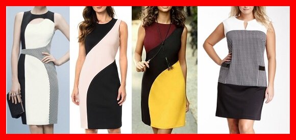 Платья из 2-3х тканей очень популярны