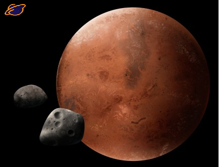 Марс и его спутники Фобос и Деймос