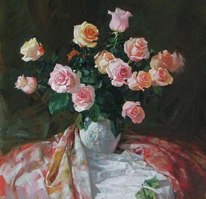 Монахов Е.Ю., «Розы», холст, масло