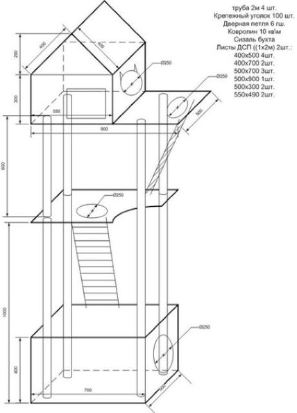 Домик для кота своими руками чертежи