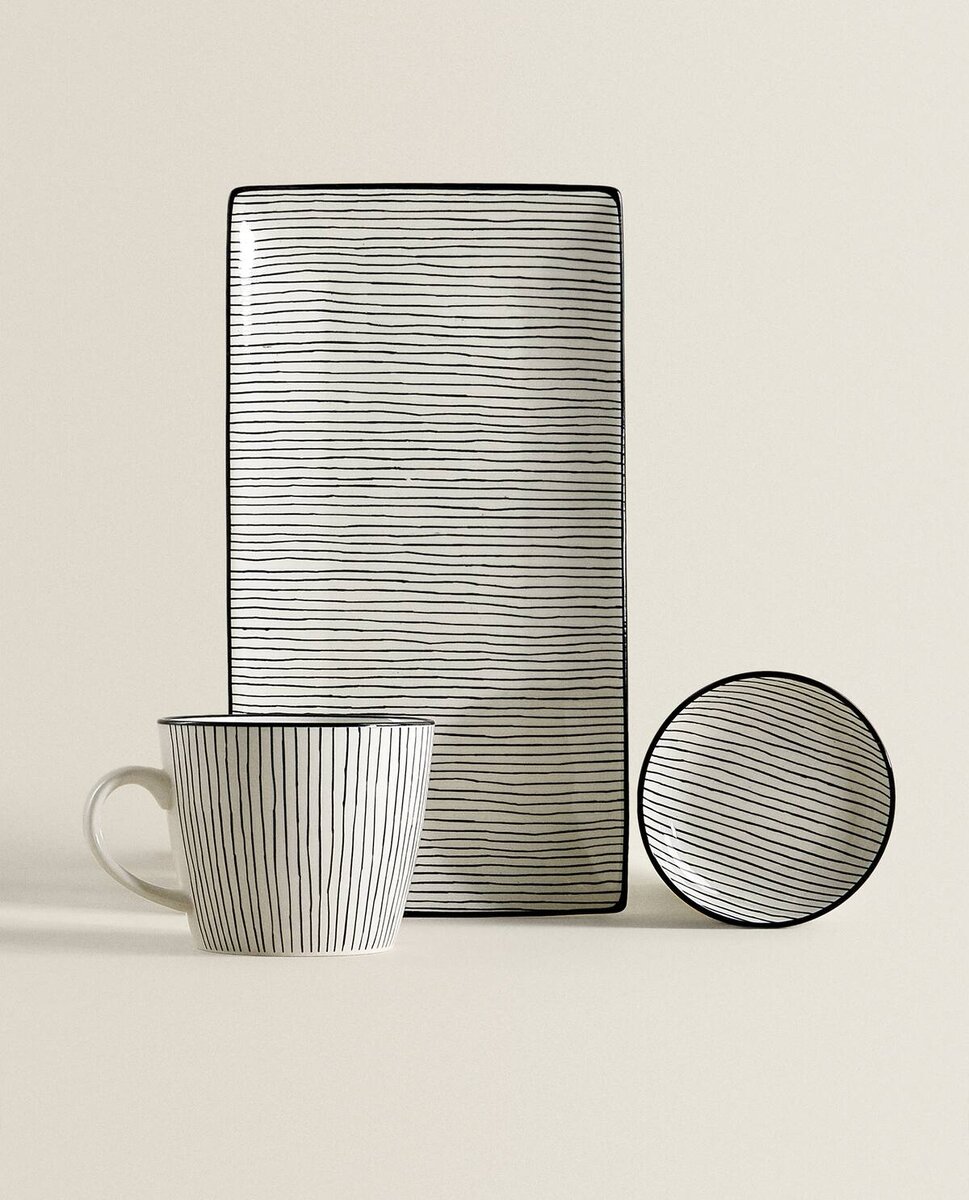 Набор посуды с ярким принтом. Фото: Zara Home