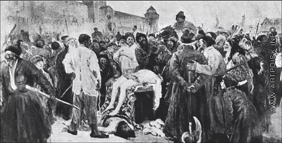 Картина А.А.Бучкури  "Смерть самозванца"