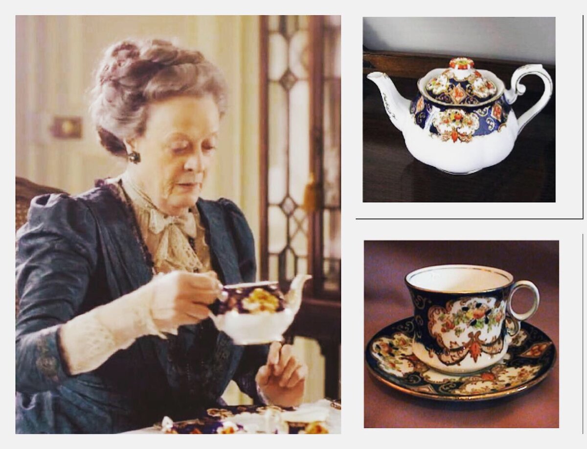 Леди Вайолет пьёт чай из сервиза Royal Albert серии Heirloom 