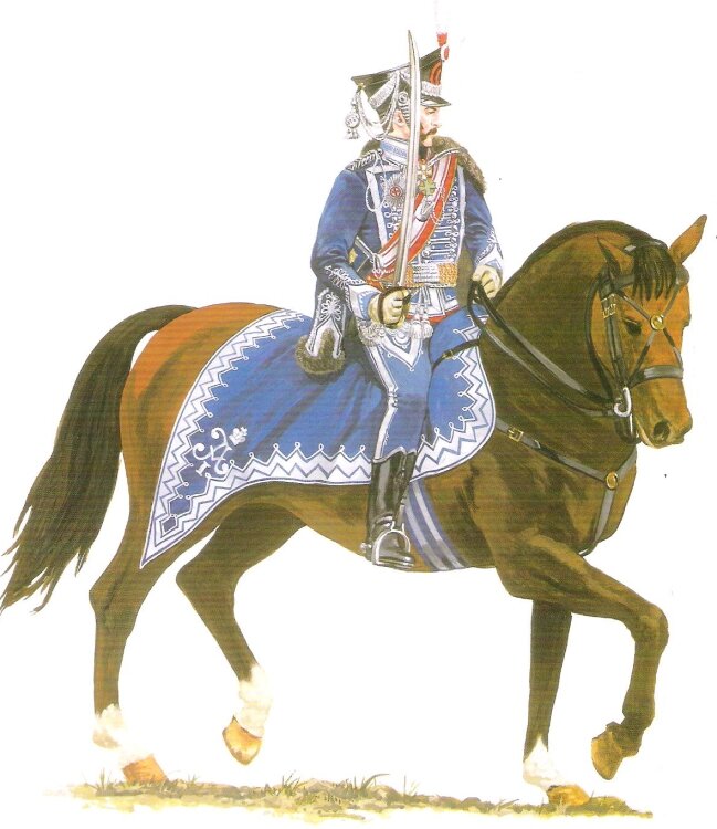 Генерал Кульнев, командир Гродненского гусарского полка в форме в 1812 году (с 1882 г. 18-й Клястицкий драгунский полк).