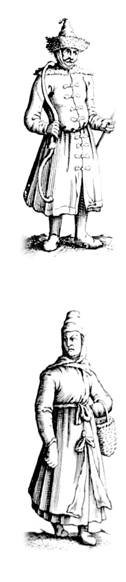 Татарин и татарка. Рисунок на карте Тартарии 1626 г.