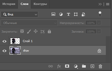  кликну по фоновому слою в панели слоев для того, чтобы, когда я буду вставлять изображение, оно появилось в виде слоя между двумя уже существующими слоями.