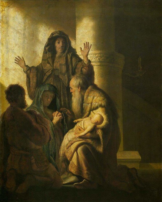 Рембрандт. Симеон и Анна узнают Господа в Иисусе. 1627 Гамбургский кунстхалле.
