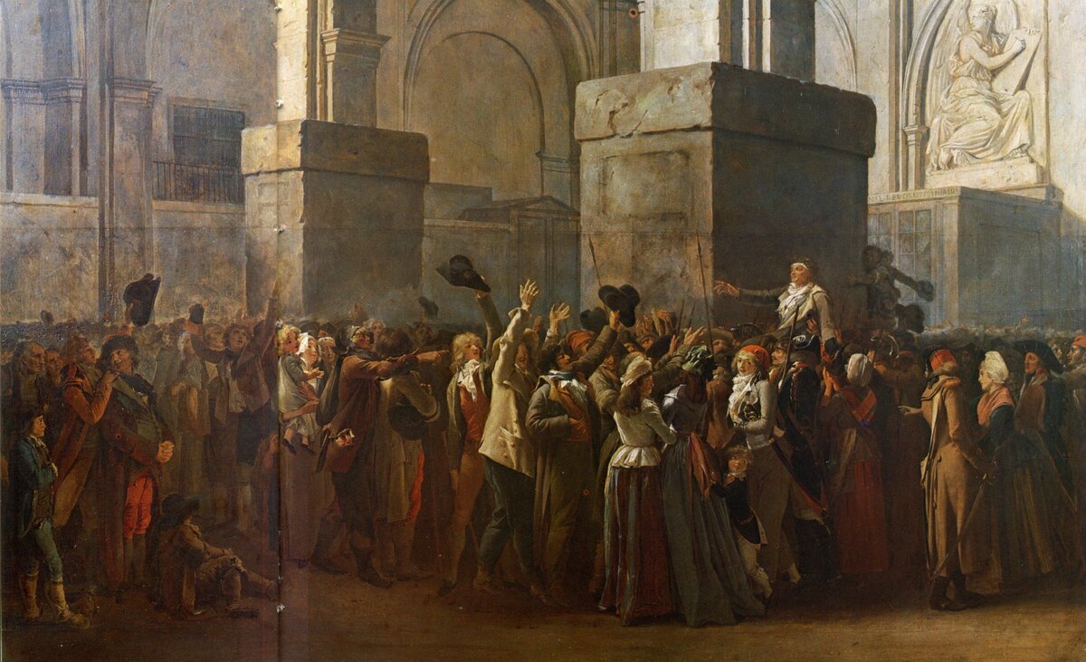  Депутаты Учредительного Собрания не были готовы просто так взять и отменить все понедельники с монархиями. Чтобы выиграть время, они, простите за тавтологию, временно отстранили Людовика. Умеренные не теряли надежды договориться с королём, чтобы не терять весь накопленный ранее прогресс. Они даже стали тиражировать официальную версию о том, что король не сам бежал: его похитили с целью компрометации.