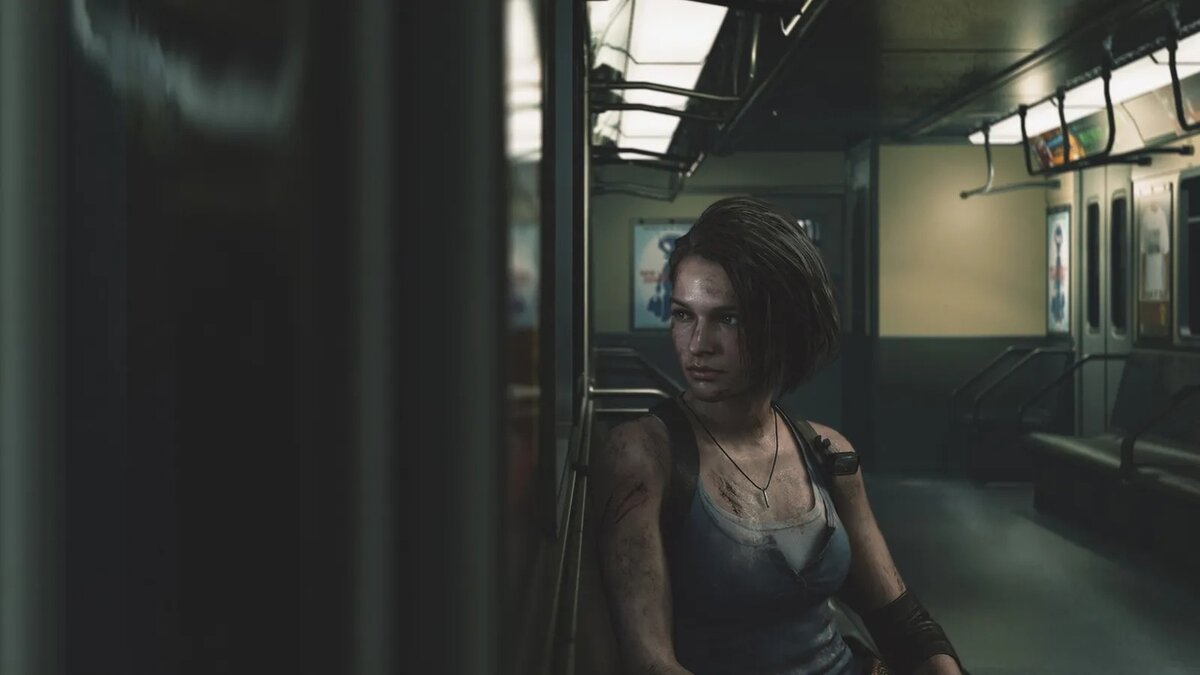 Этот снимок окровавленной героини Resident Evil 3 Джилл Валентайн, сидящей в вагоне поезда, отзывается эхом в ежедневных поездках на работу.