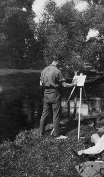 Вильям Фишер за мольбертом. Фотография из семейного архива, 1920-е