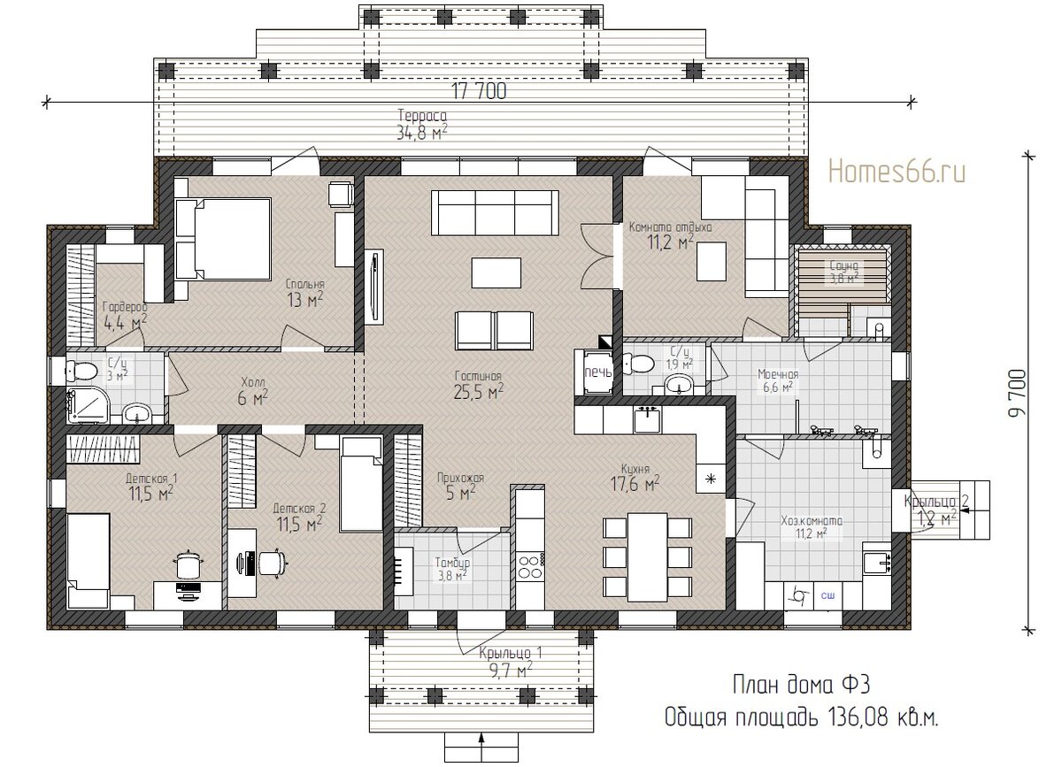 Удобные планировки. Финские одноэтажные дома. | Homes66 | Дзен