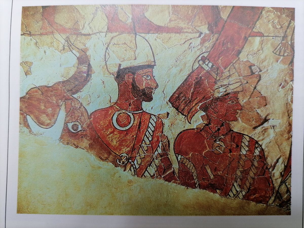 Сцена жертвоприношения, фреска из дворца в Мари (фрагмент). Музей Алеппо. 