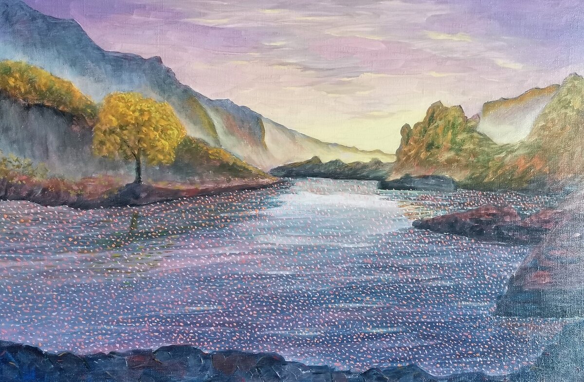 ЗИМИН В. '' Золотые утёсы в осеннем убранстве'' масло, холст 40*60 см , цена 10 000р, доставка почтой СДЭК,