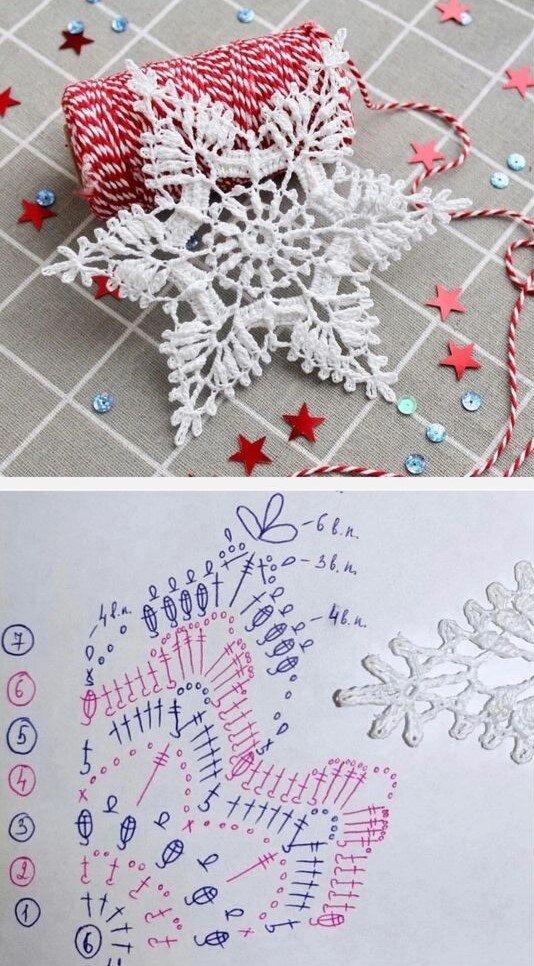 Снежинка - "Шестиконечная" - схема - автор @onishchenko291 - Фото из интернета