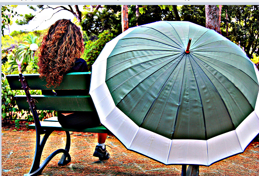 Раскрытый женский зонт трость с 16-ю спицами