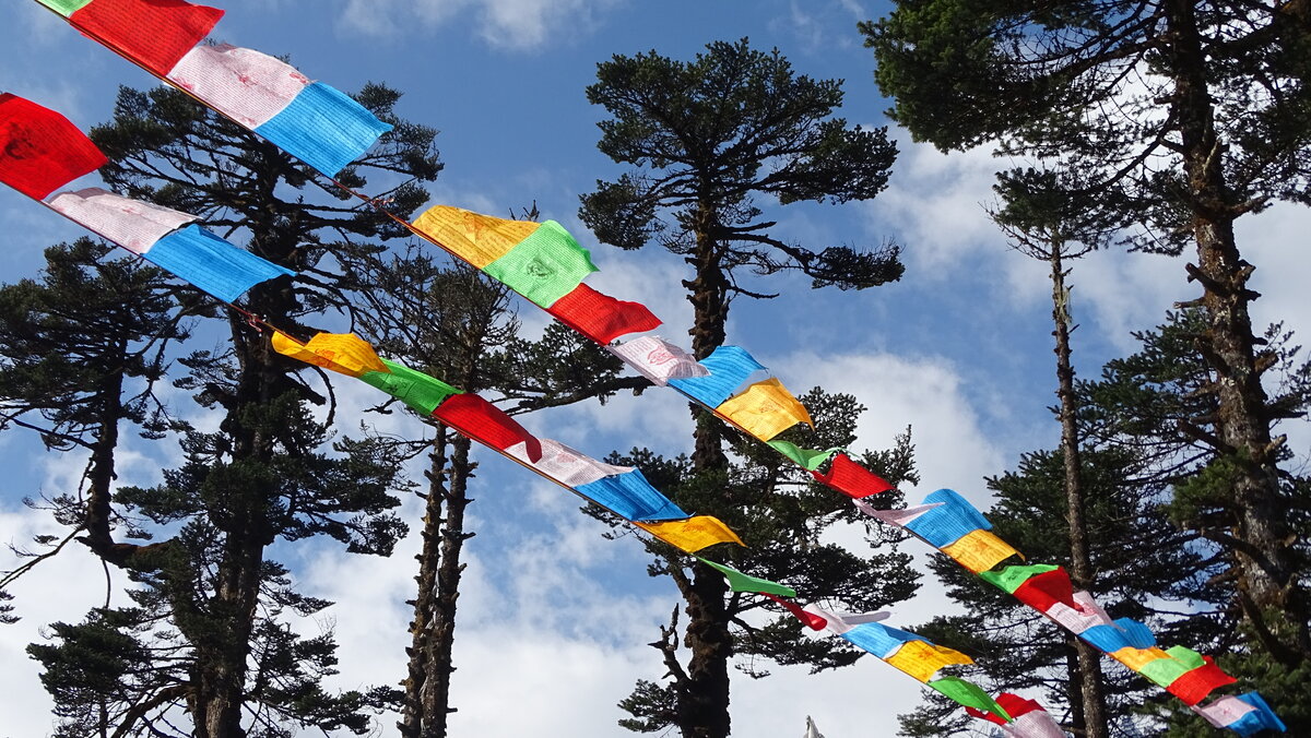 Буддийские молитвенные флажки.