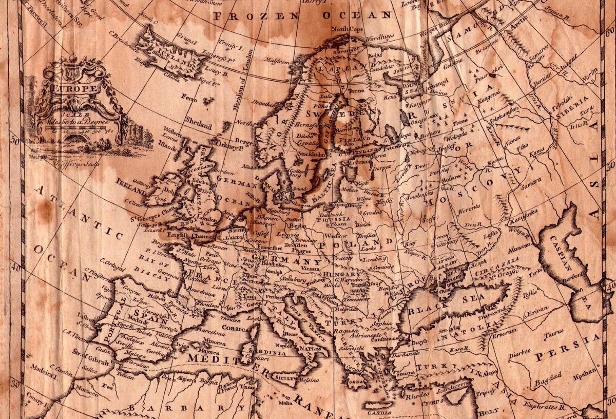 Карта Европа старинная 17 век