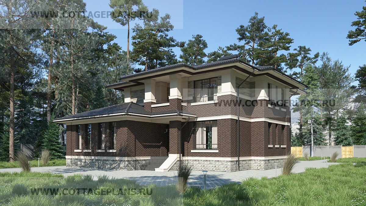 1-й и 4-й фасады дома. Источник фото: https://www.cottageplans.ru