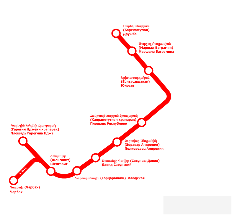 Схема метро Еревана