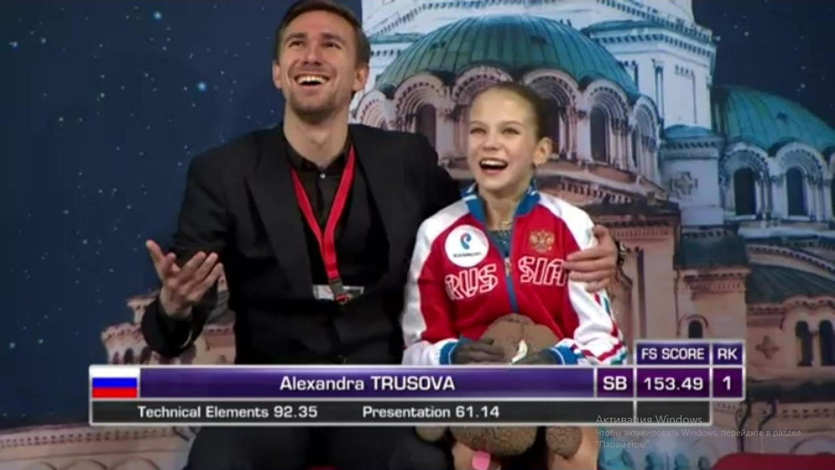 Александра Трусова на Юниорском Чемпионате Мира-2018 (Kiss and Cry)
