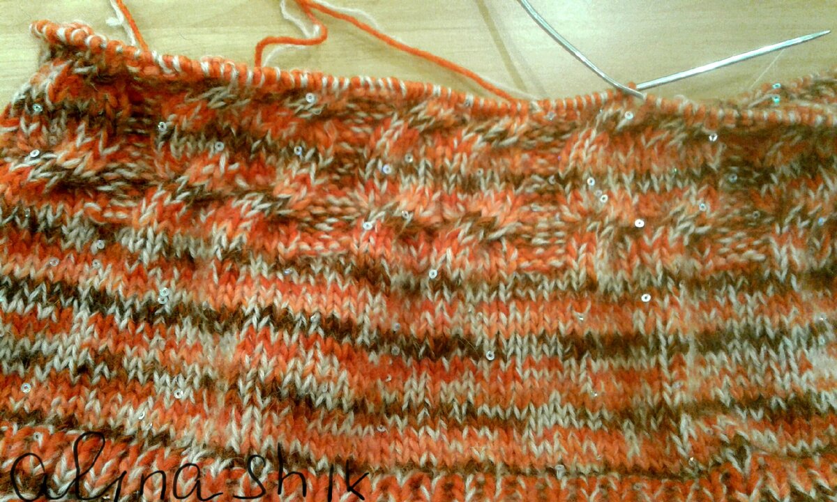 Снуд спицами, процесс