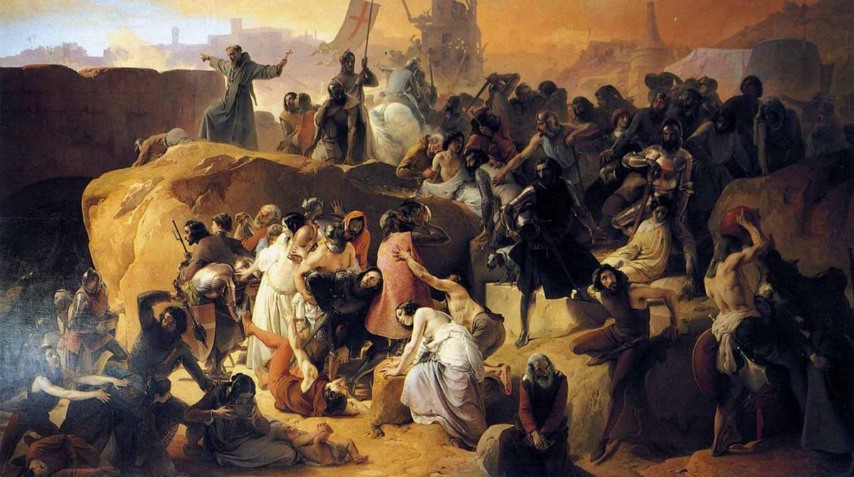 Крестоносцы под Иерусалимом. Ф. Айец, 1849 г.