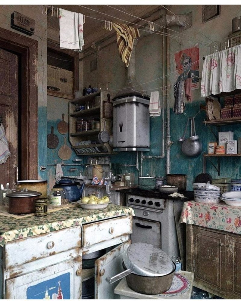 Кухня в коммунальной квартире. Конец 50-х. Источник: myrussia.life