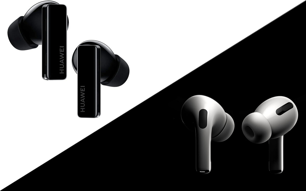 FreeBuds Pro слева, AirPods Pro - справа