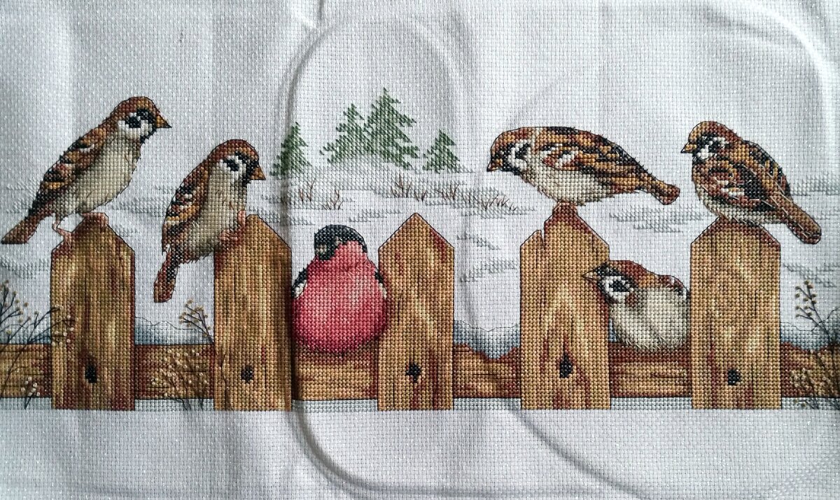 Бесплатная схема для вышивания «Воробьи» – Owlforest Embroidery