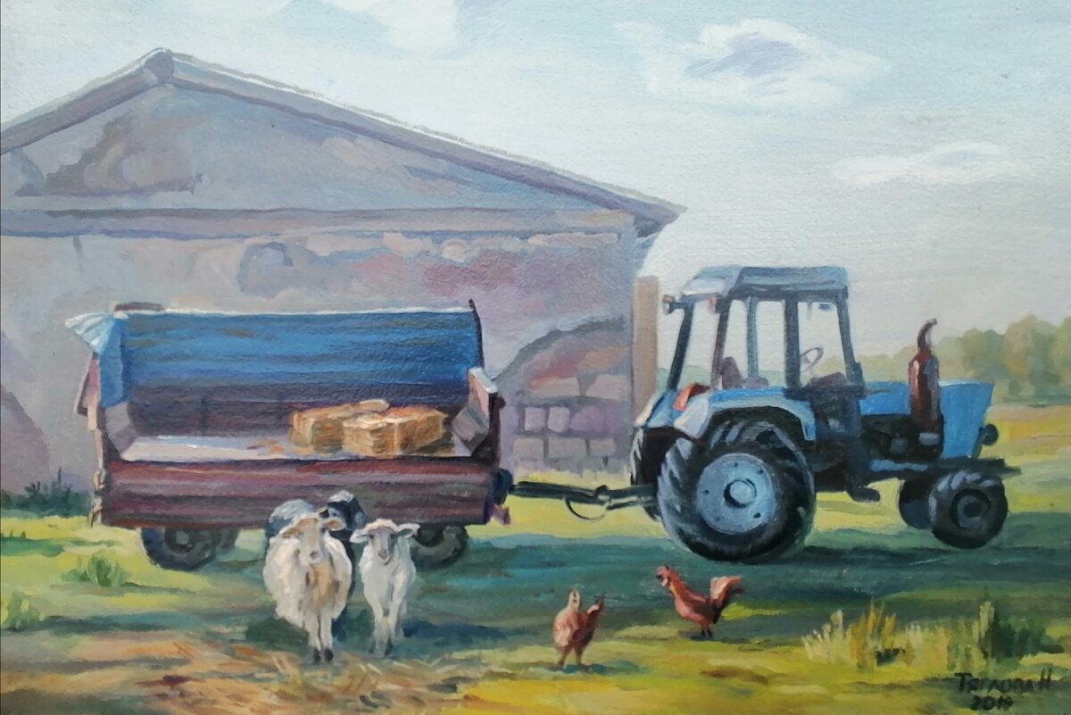 Фото автора. Тяглова Н. В. "Этюд с синим трактором".