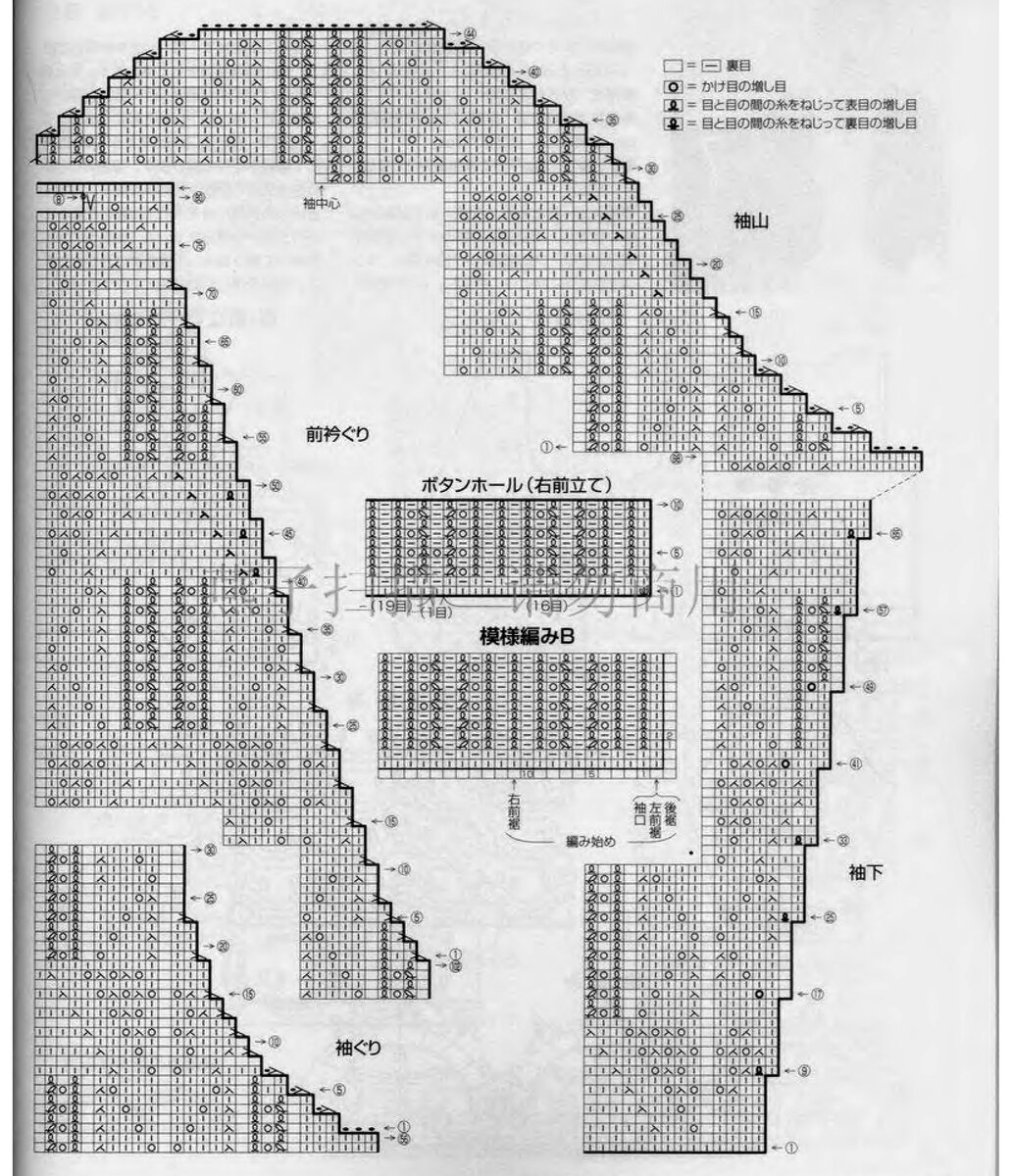 Схема вывязывания оката рукава ажурным узором спицами