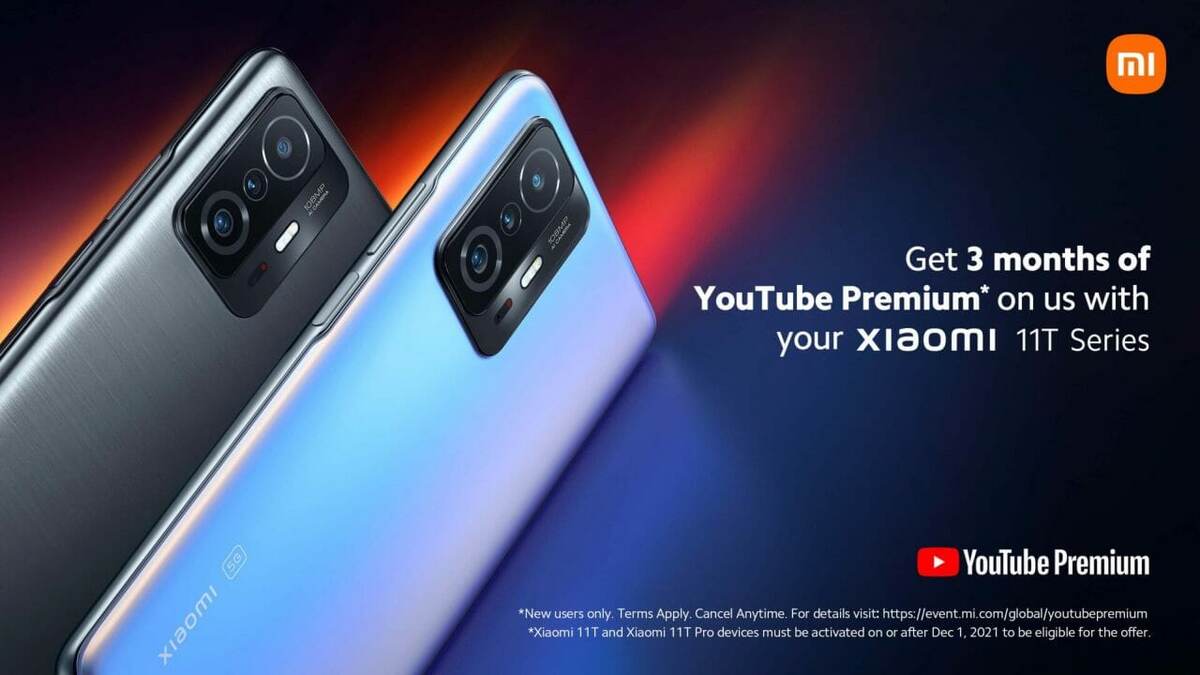 Xiaomi 11T и 11T Pro должны быть активированы не ранее 1 декабря 2021 года, чтобы иметь право на бесплатный период.