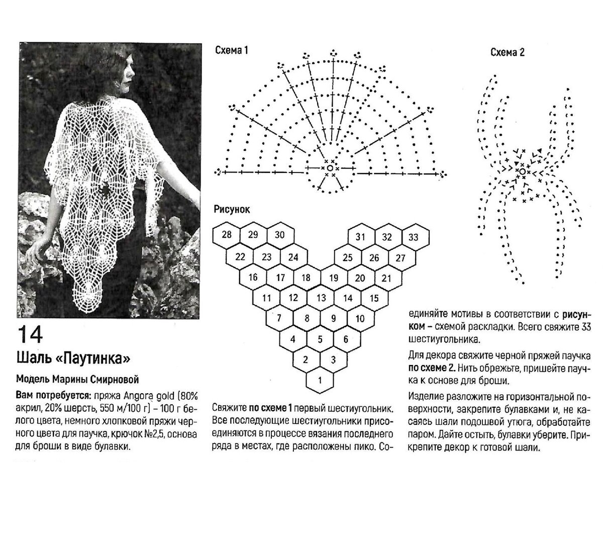 Шаль паутинка крючком схемы