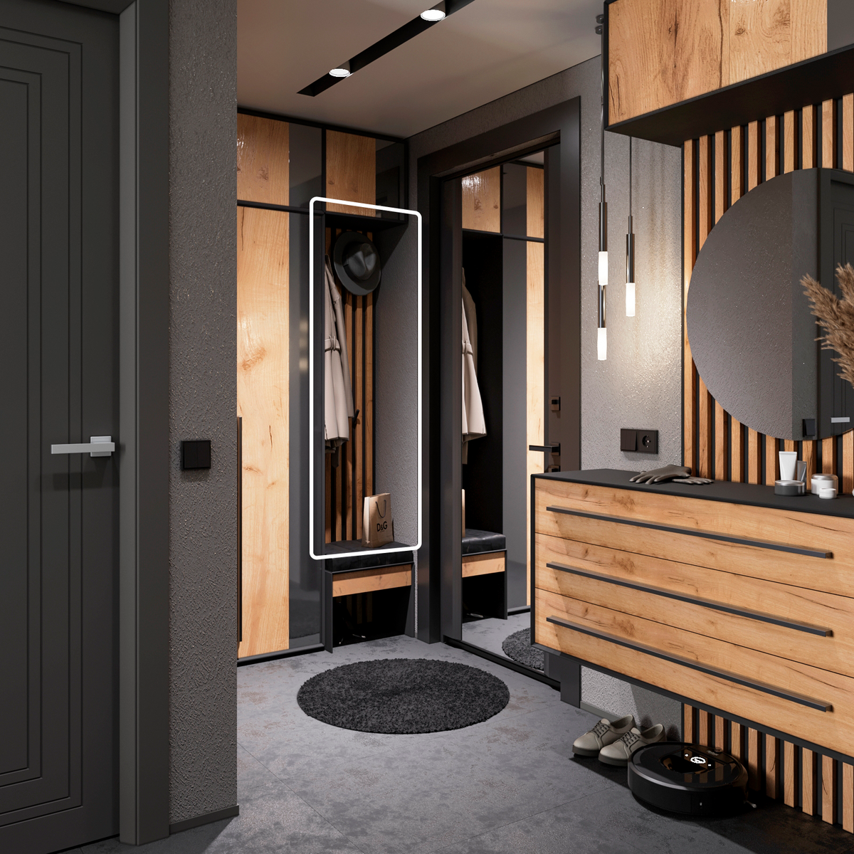 Крючки вешалки Неаполь выполнены в стиле минимализм: они практически незаметны, если на них не будет висеть одежда.