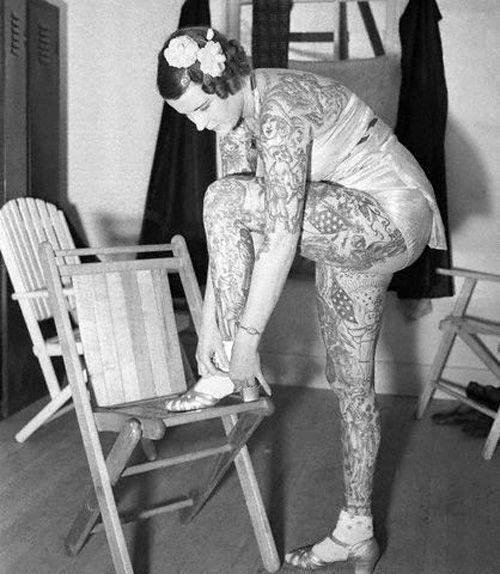 Betty Broadbent, famous tattooed lady, 1920s