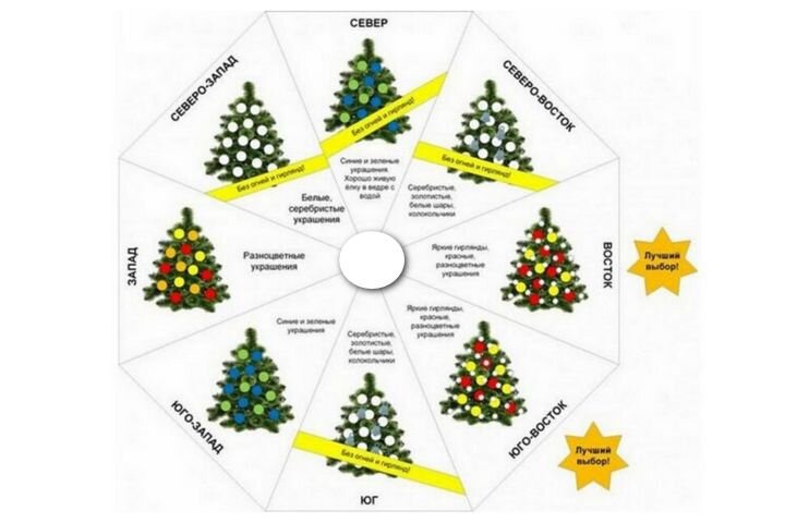Правила расположения ели согласно Восточной практике