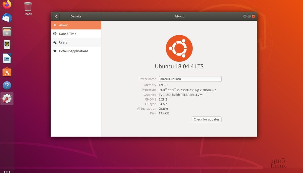 Ubuntu 18.04 LTS.