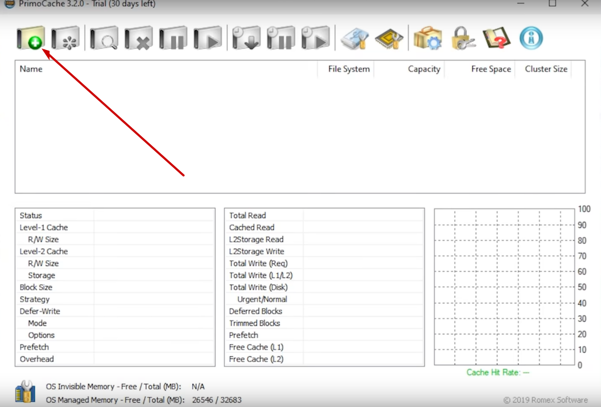 Окно настройки PrimoCache 3.2.0