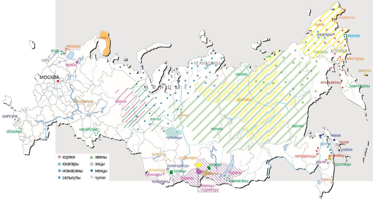 Карта расселения народов сибири