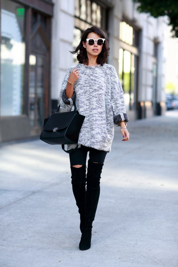 Как одеваться в 9. Аннабель Флер образы 2020. Образы со свитером оверсайз. Модные образы оверсайз для женщин. Серый свитер оверсайз.