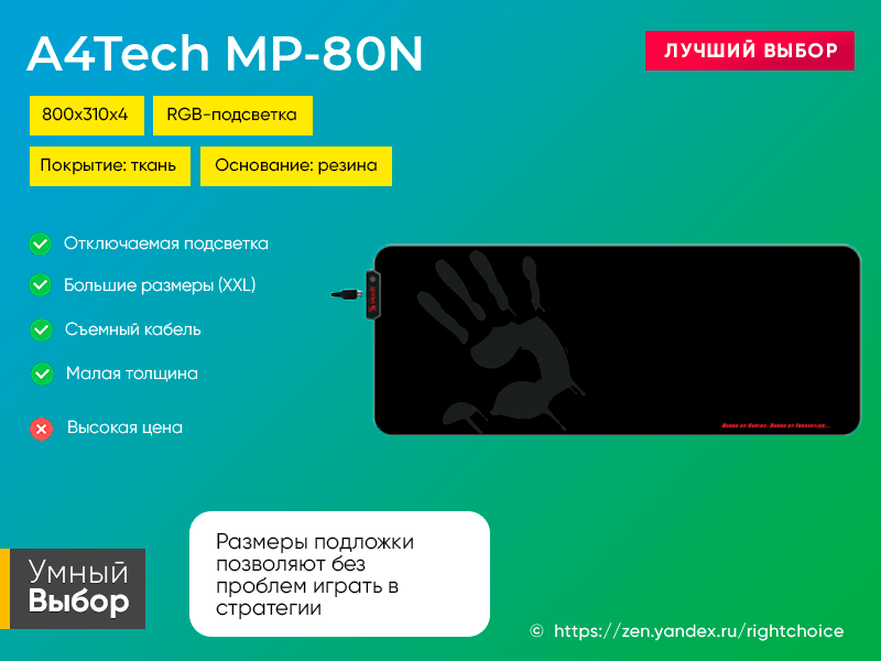 Большой коврик для игровой мыши с RGB-подсветкой