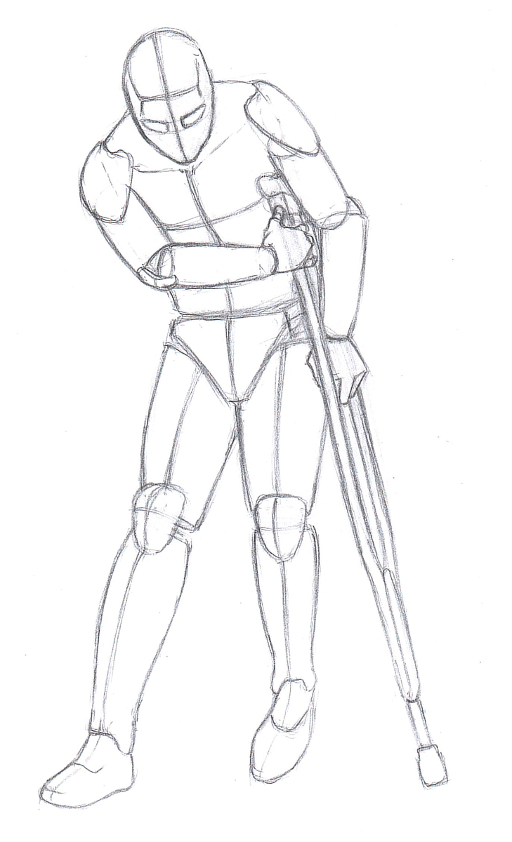 Манекен с костылем