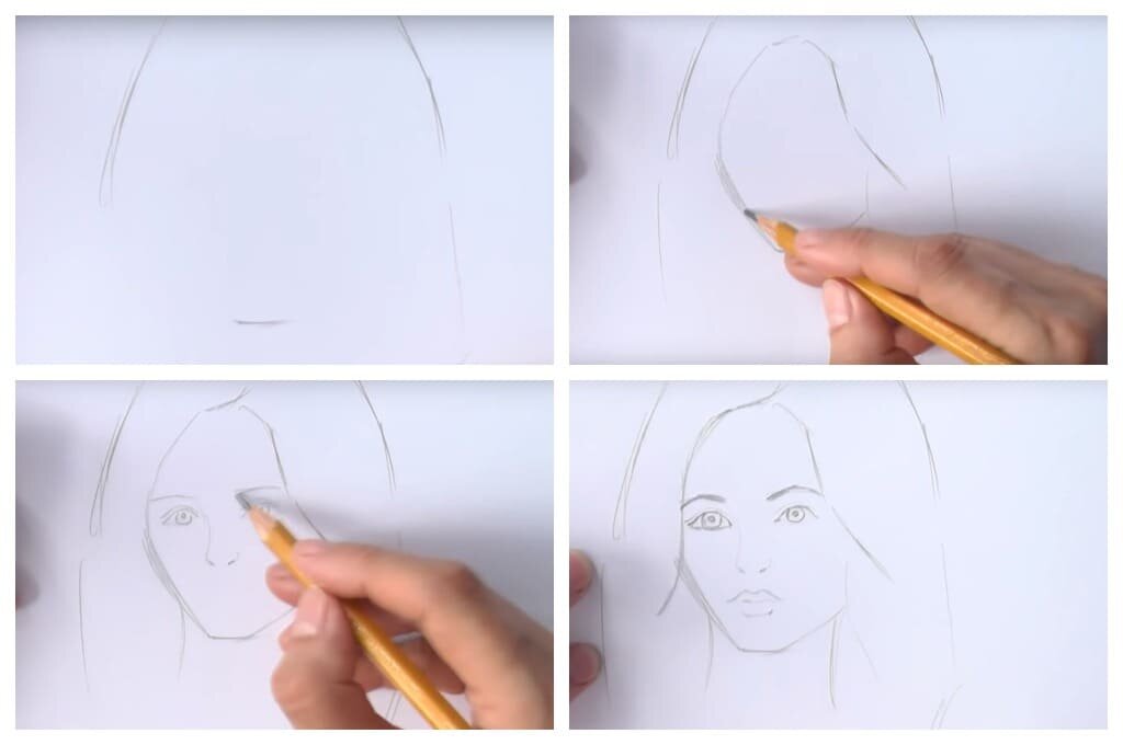 В первую очередь вам нужно знать, что изображение волос, может, напрямую зависеть от формы лица. Это не касается тех случаев, когда причёска изображается с тыльной стороны.