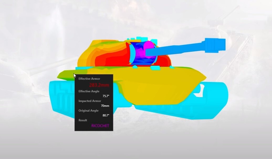 Смотрите, какая броня бортов. Бабаха ББ-шкой нас не пробьет. Именно так необходимо ставить танк, чтобы танковать любые снаряды. Но берегите щеку.