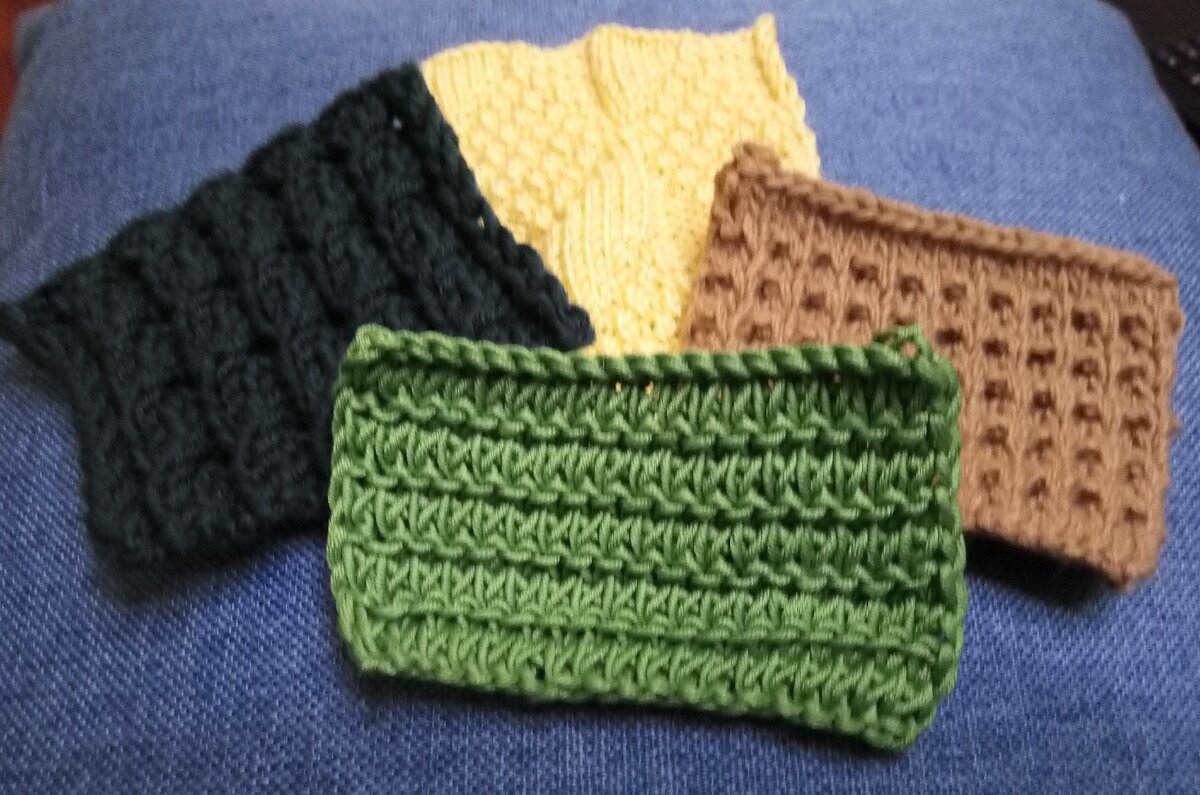 4 образца для вязания шарфов