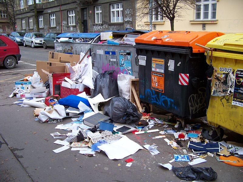 Классические мусорные ящики в Чехии. Разделение отходов, говорите?)