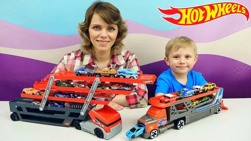 Хот Вилс Машинки для детей Автовозы и много машинок Hot Wheels car transporters and race cars